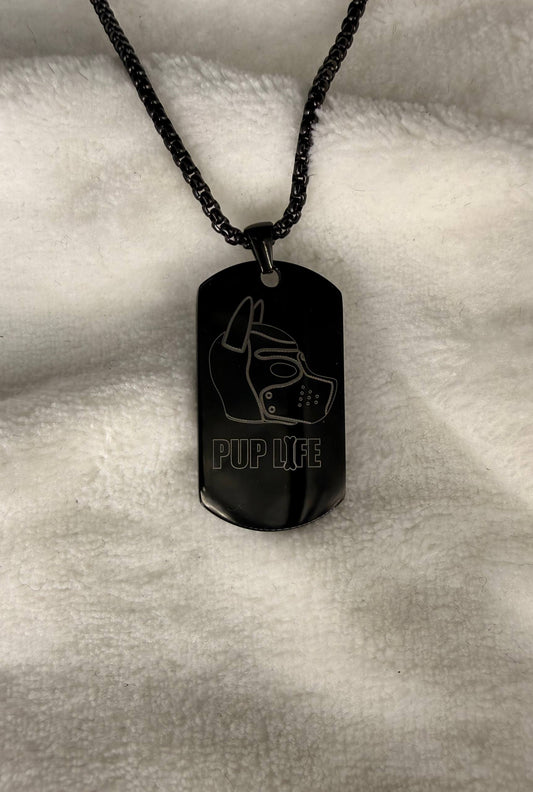 Fekete színű fém dögcédula nyaklánc golyós lánccal - FoxHeaven Studio kiegészítők